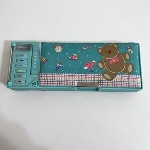 Vintage Sanrio Bear Padded Multi-Function Pencil Case Pop-Open Compartments 1990